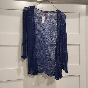 Blue mesh cardigan